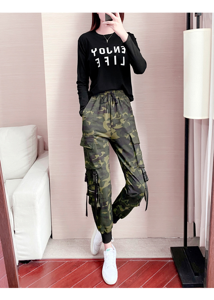 迷彩工装裤套装女秋冬2020新款潮牌曳步舞运动服时尚广场舞两件套