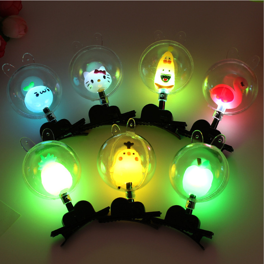 led flash wave ball barrettes cartoon hairpin night market stall hot selling small gifts luminous toys