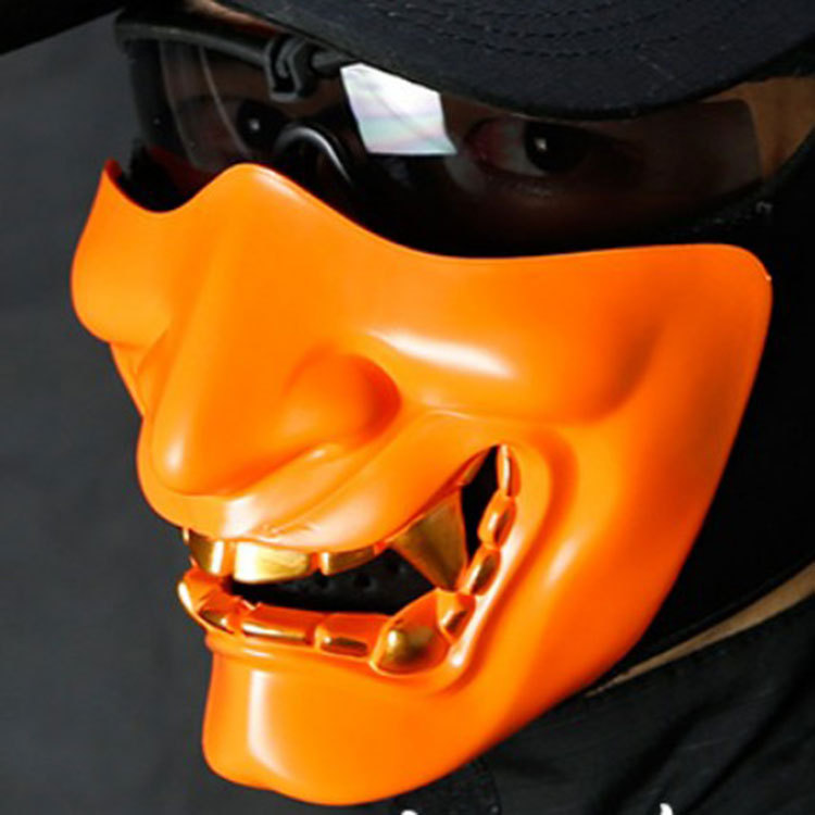 万圣节舞会笑般若半脸面具派对恶魔恐怖鬼脸战术面罩游戏影视道具