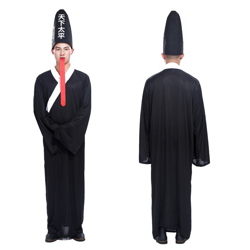 万圣节舞会派对cosplay演出服装儿童黑白无常鬼服饰清朝僵尸衣服