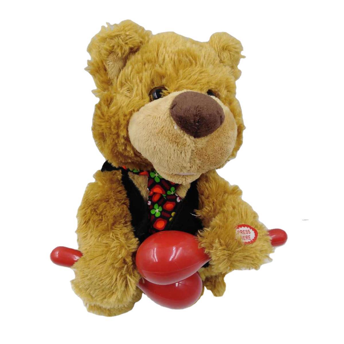 厂家特j跨境新款电动毛绒玩具熊唱歌上下摆动沙球熊圣诞节礼