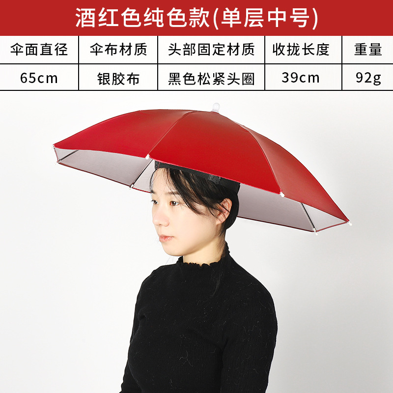 Rainproof Fishing Umbrella Double Layer Wind-Proof Cap Head-Mounted Umbrella Sun Protection Folding Outdoor Sun Protection Fishing Head Umbrella Hat