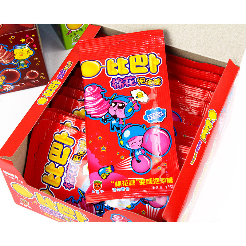 比巴卜棉花泡泡糖三种口味11g*12袋盒装 休闲零食食品糖果