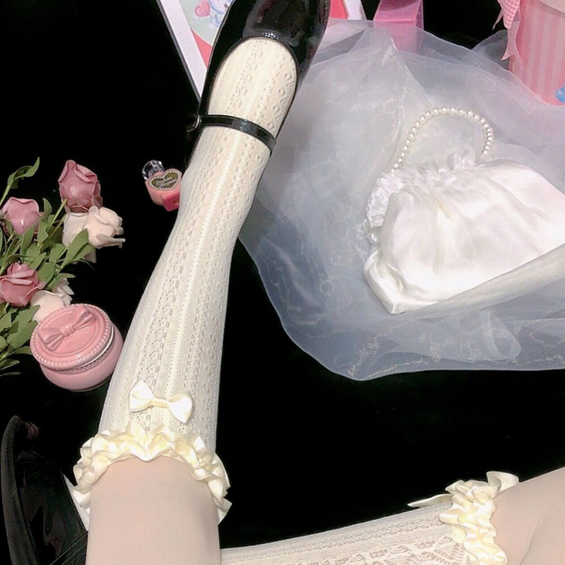 日系软妹可爱洛丽塔蕾丝花边小腿袜长筒萝莉lolita袜子女夏季薄款