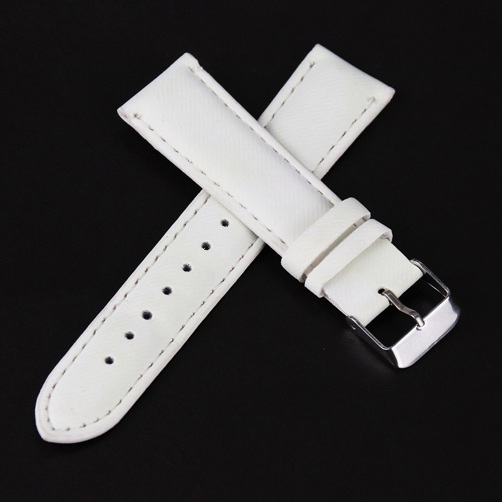 白色皮革表带 20mm 直销皮带现货女士石英手表表带pu材质厂家批发