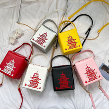 喷涂创意小方包方盒子铁塔女包简单斜挎手提包包大容量简约PU女包