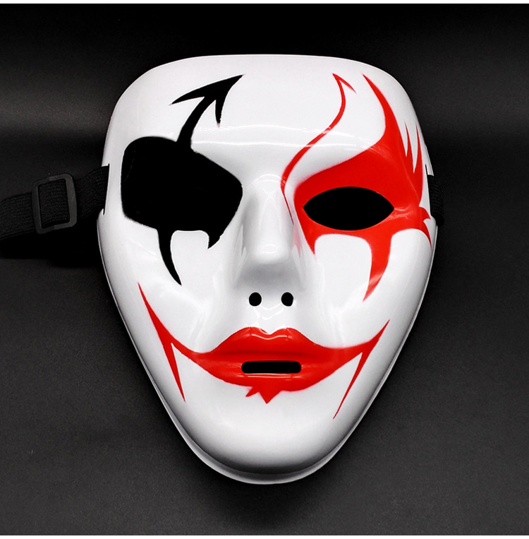 鬼步舞街舞白色面具男小丑 酒吧嘻哈成人手绘面具死神舞会万圣节