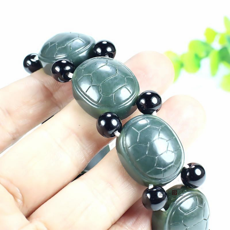 和田玉手链大号男女士款玉石乌龟甲手串手镯长寿龟玉富甲一方