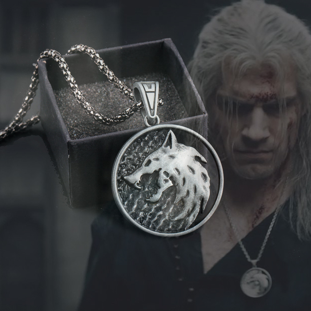 电影周边 the witcher 3 巫师 狼头项链吊坠 跨境热销 wish新款