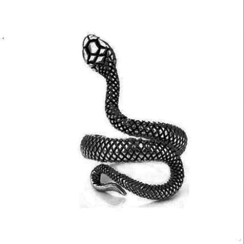 Cross-Border Simple Jewelry European and American Retro Snake Ring Opening Winding Glasses King Snake Ring Men's and Women's Accessories