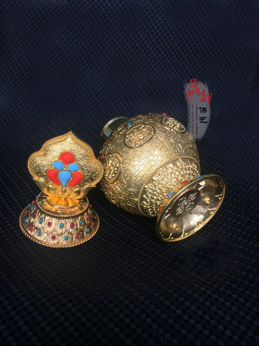 藏传佛教合金八吉祥宝瓶摩尼宝瓶财神宝瓶可装藏礼佛摆件大号