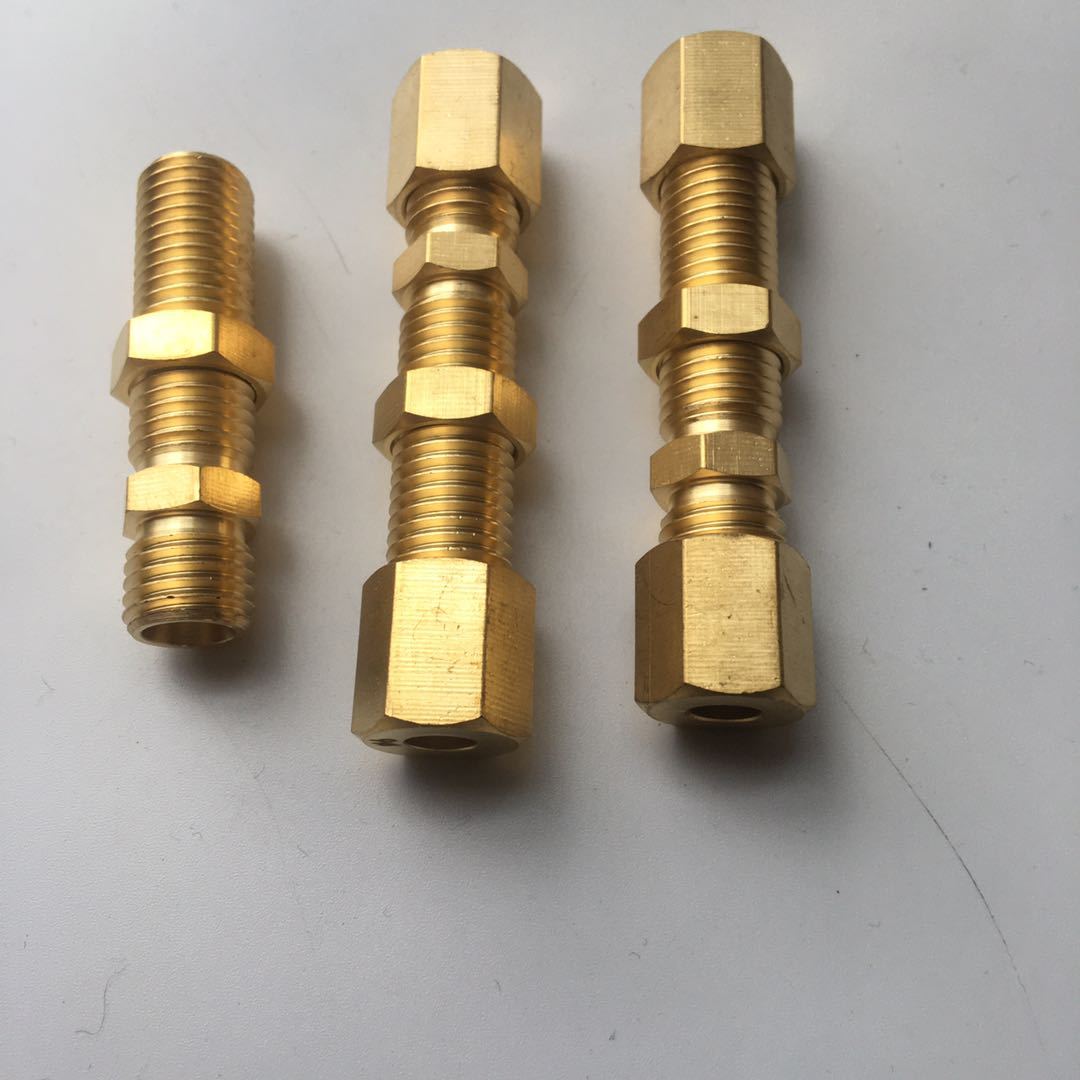 Φ6穿板加厚黄铜单卡套接头 夹板单卡接头