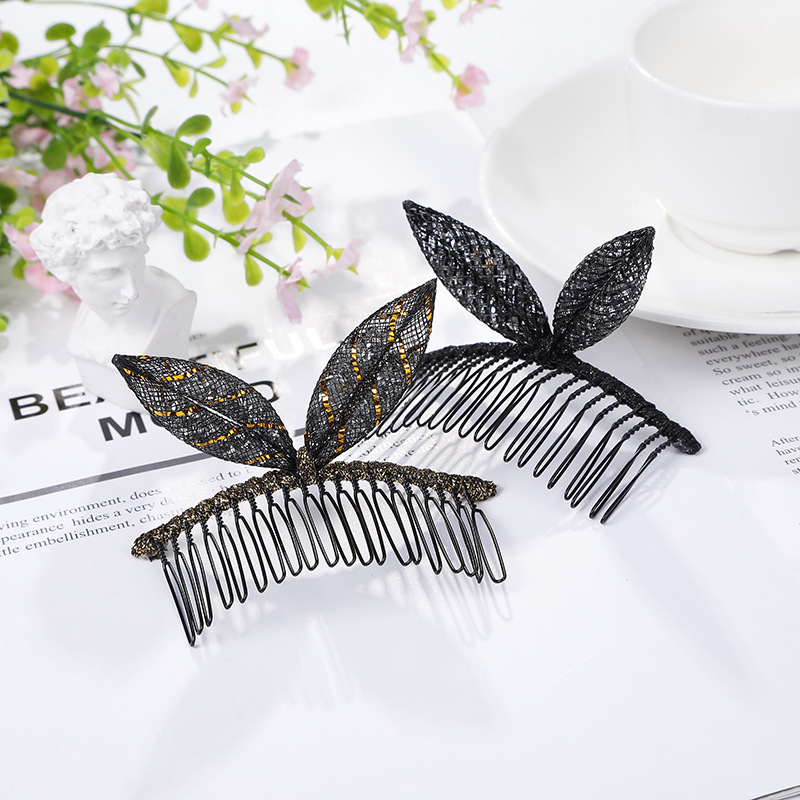 蝴蝶结水晶发梳韩式头饰品发插梳韩版刘海盘发饰兔耳朵女士发梳
