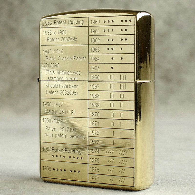 正品zippo防风打火机纯铜(盔甲)双面精雕蚀刻 历年底刻对照表