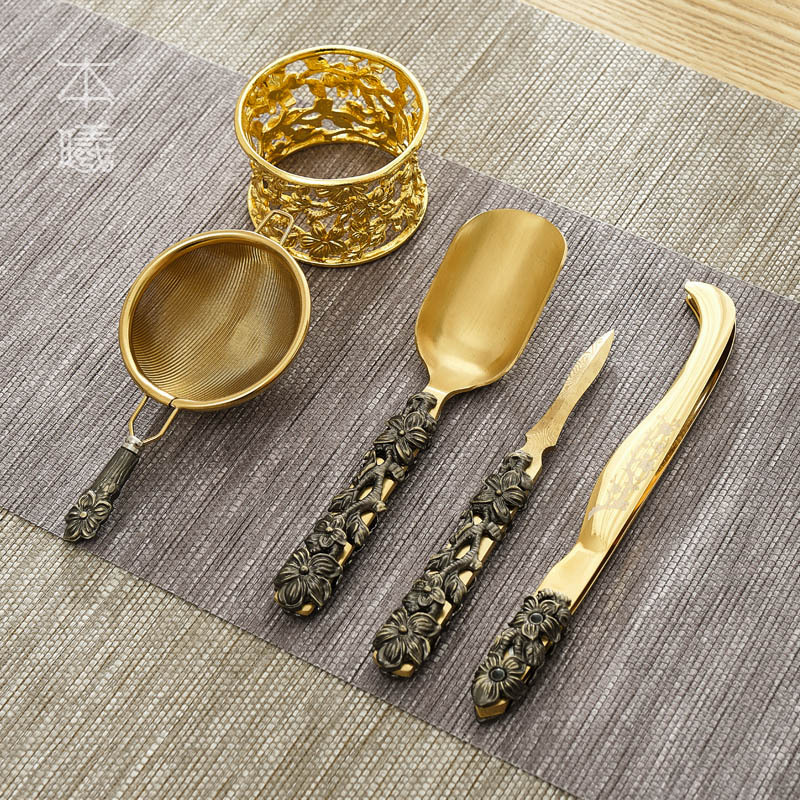 茶具配件茶道六君子套装茶漏茶滤大马士革普洱茶刀茶针茶夹子茶勺