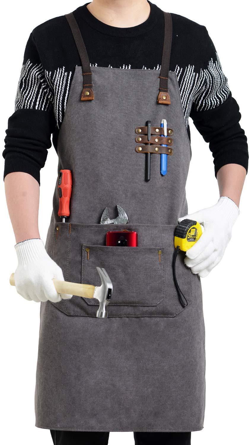 咖啡师理发木工匠人围裙女时尚logo印字花艺餐厅奶茶工作服男