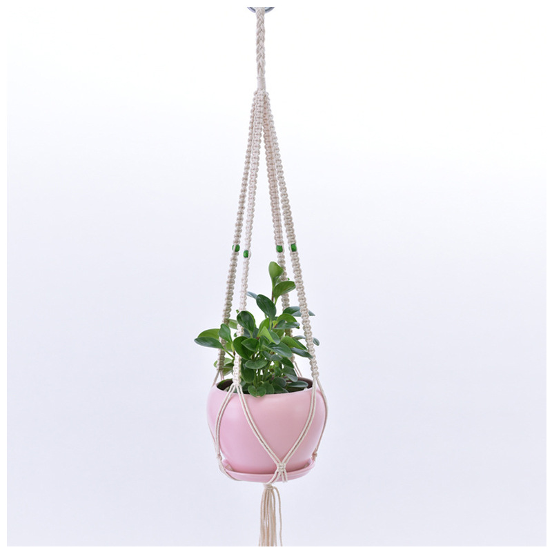 Exclusive for Cross-Border Flower Pot Net Pocket Handmade Woven Flower Pot Hanging Net Pocket Gardening Green Flower Pot Hanging Basket Net Pocket
