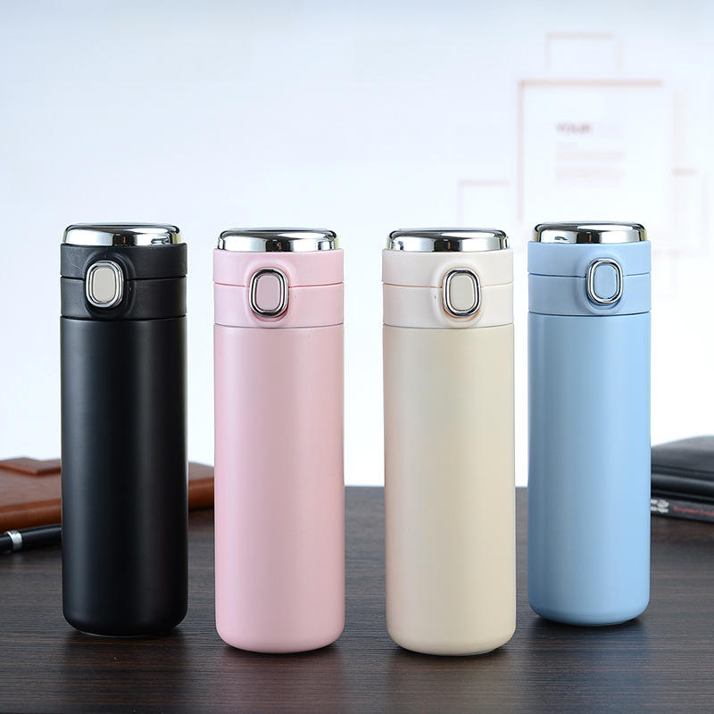 不锈钢智能豌豆杯不双层真空保温杯弹跳盖温度杯定制logo一件代发