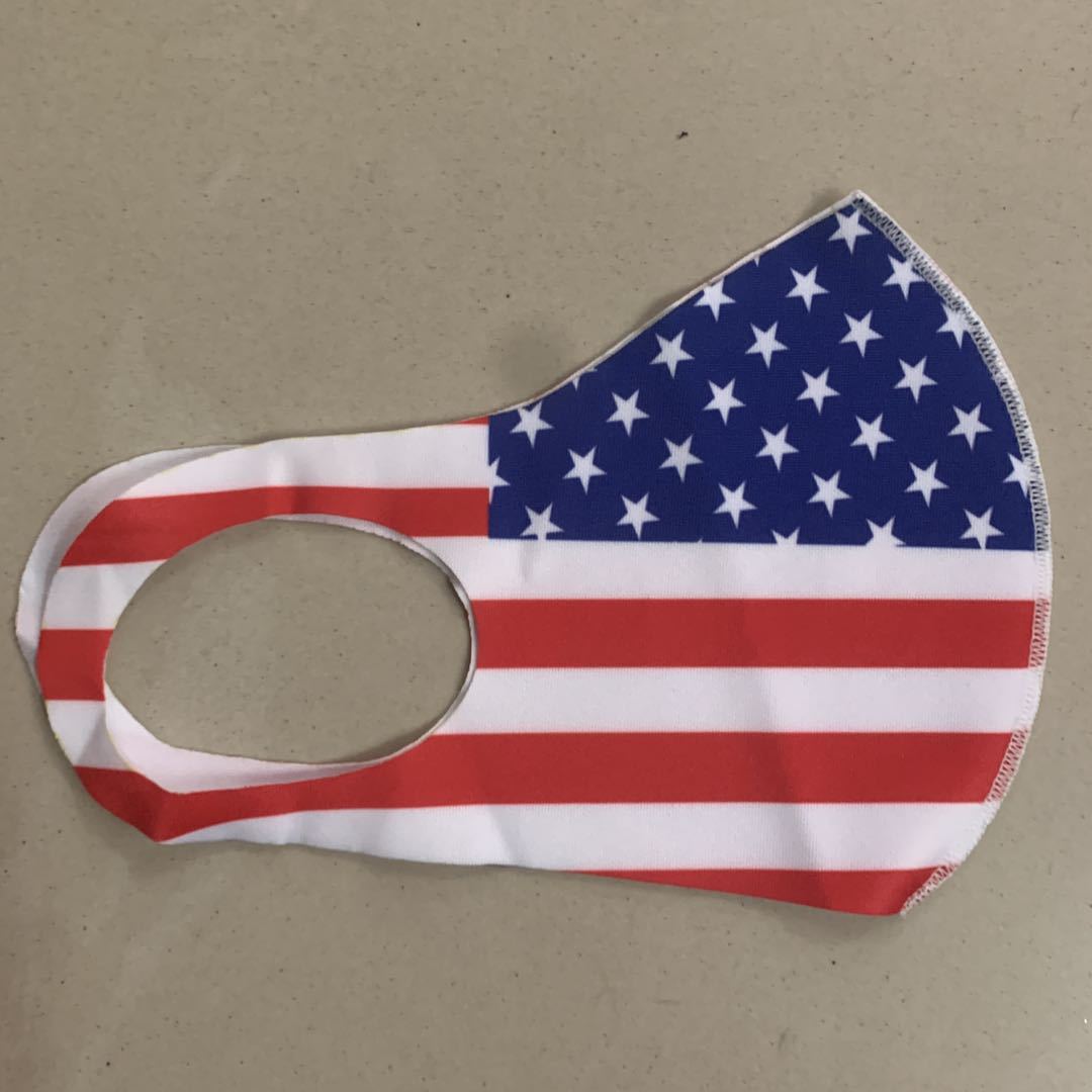 厂家直销出口外贸定制冰丝太空层特色个性美国国旗口罩