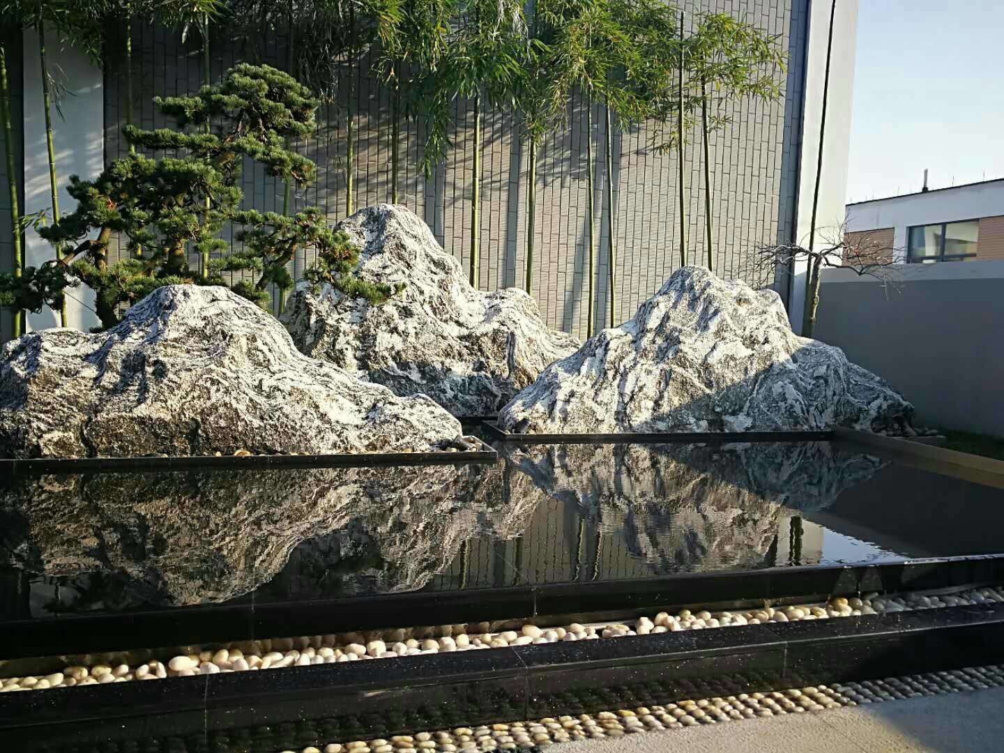 批发山水岩 雪浪石切片石组合 假山石风景假山石室内酒店造景禅意