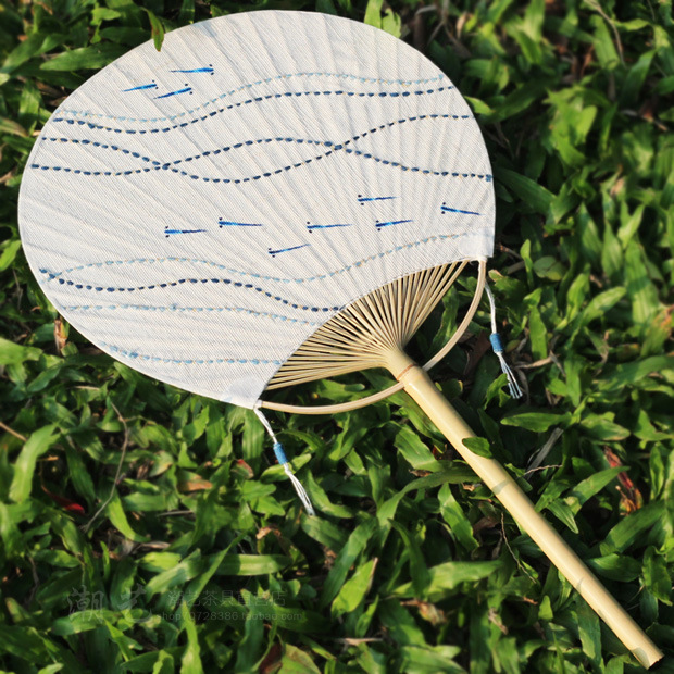 复古手工草木染布扇团扇子宫扇凉风竹柄宝宝孕妇扇纳凉扇茶艺茶道