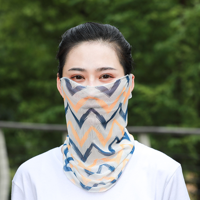 厂家直销女士夏季防晒面纱冰丝面罩花样百搭防尘遮面超薄透气口罩