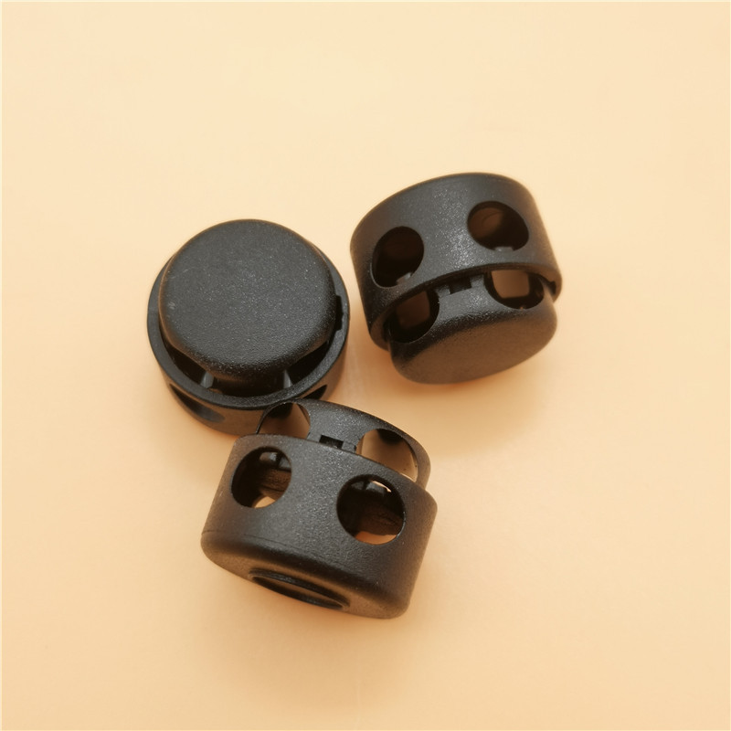 塑料过检针弹簧扣 双孔弹弓扣卡扣 面包绳扣 圆形猫眼鞋扣 可电镀