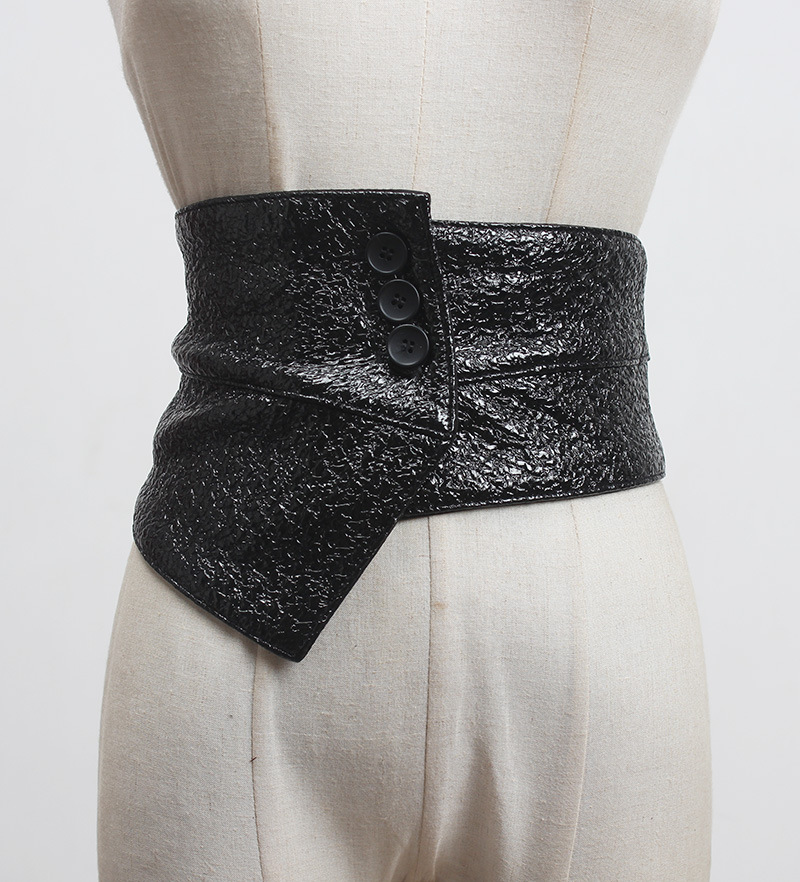 春夏新款腰封女装饰衬衫搭配连衣裙子时尚布料黑色松紧弹力宽腰带