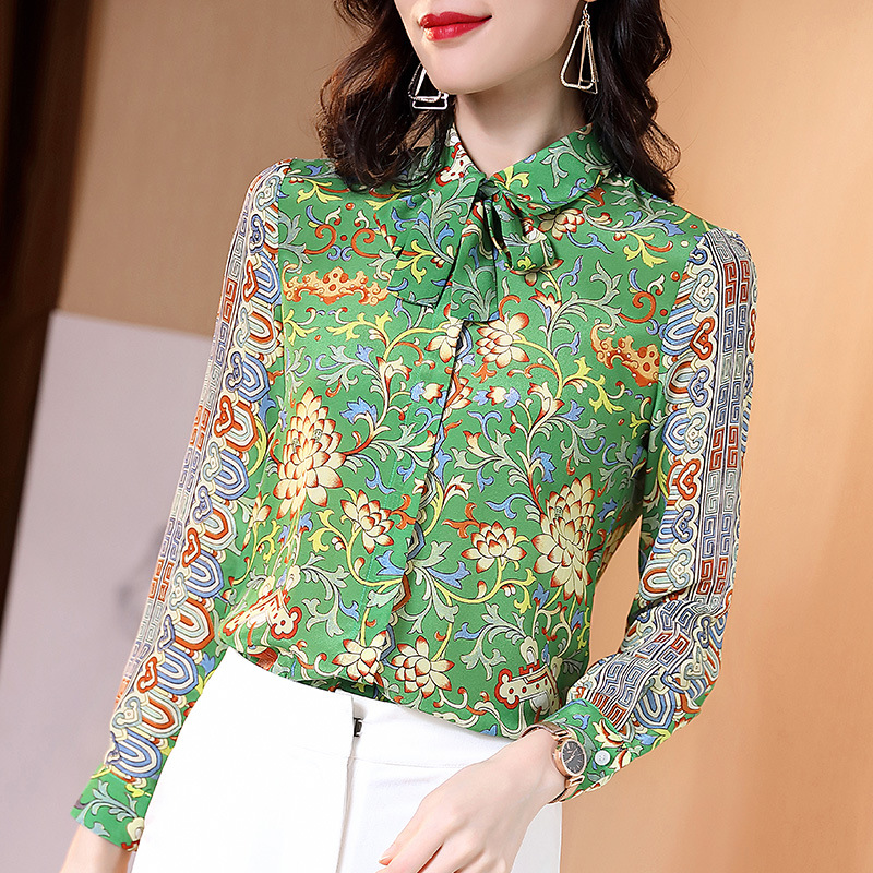 清仓不退换 重磅真丝衬衫女装轻熟气质复古桑蚕丝长袖衬衣208084