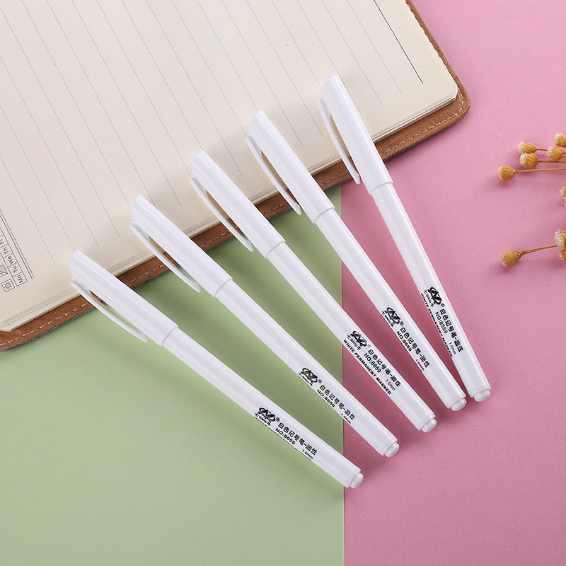 七牛极细白色记号笔小头防水不掉色模具轮胎勾线笔油性笔标记笔