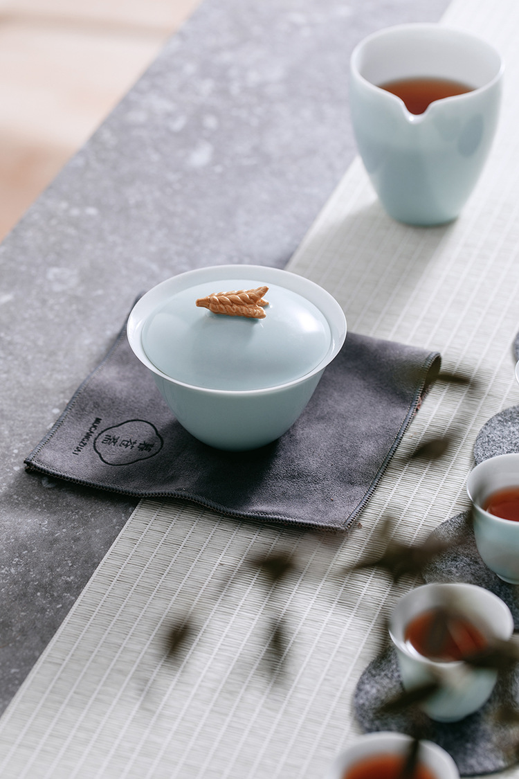 暮苍斋宋青釉铂金盖碗功夫茶具泡茶碗麦穗桑葚创意泡茶