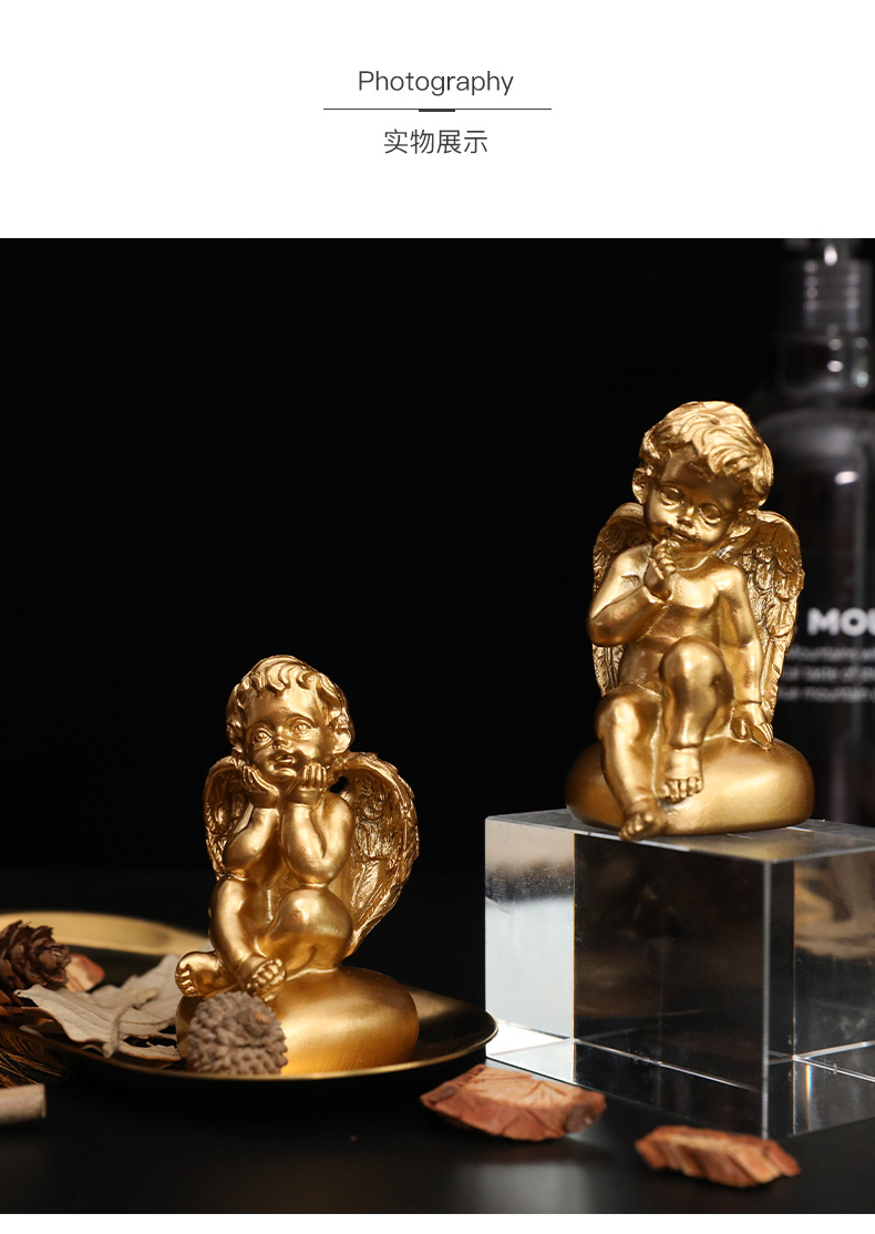 北欧轻奢金色可爱天使小摆件生日礼物浪漫婚礼创意软装饰品摆件