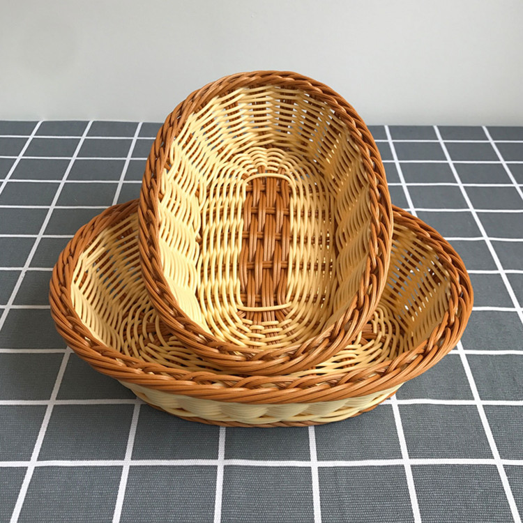 Pp Rattan Woven Fruit and Vegetable Storage Basket Candy Snack Home Sundries Storage Basket Decoration Basket Wholesale