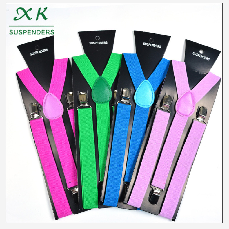 Factory Direct Sales Adult Strap Clip Color Strap Y-Type Elastic Three Clips Suspenders Wholesale