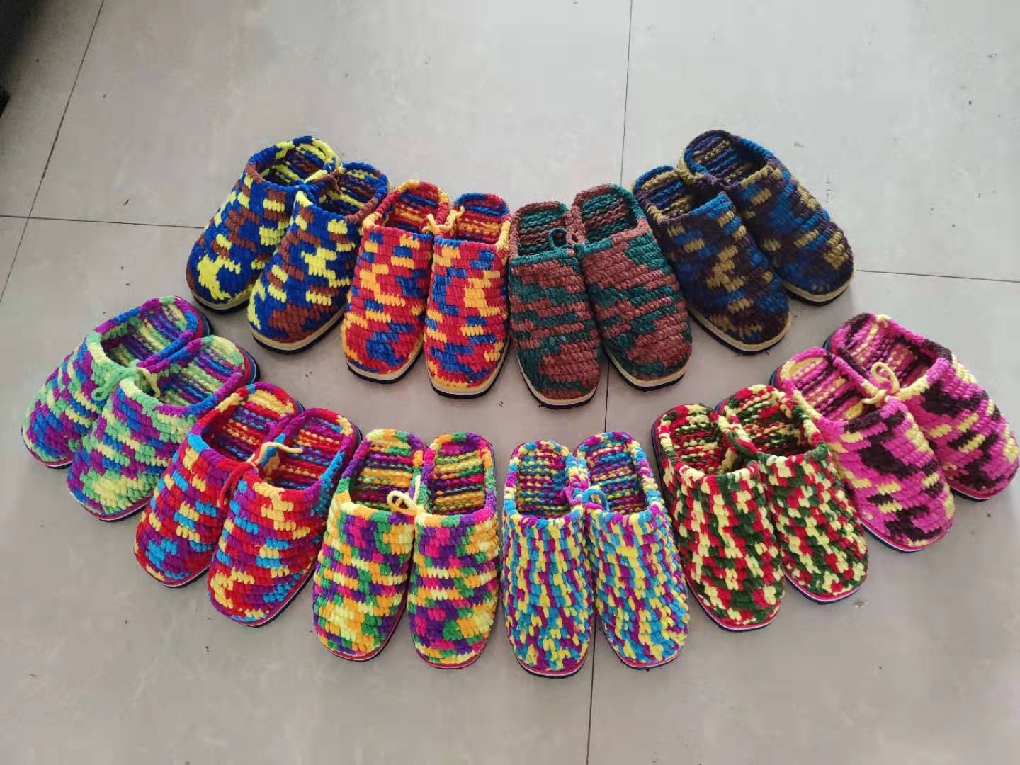 纯手工毛线拖鞋冰条线粗毛线情侣居家婚嫁男女钩鞋成品春秋休闲鞋