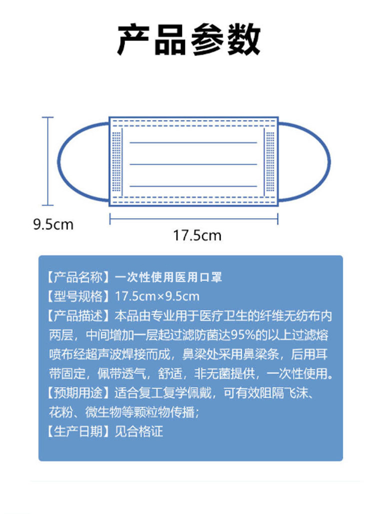 慧好一次性医用口罩成人三层熔喷布口罩防疫情病毒飞沫非外科口罩