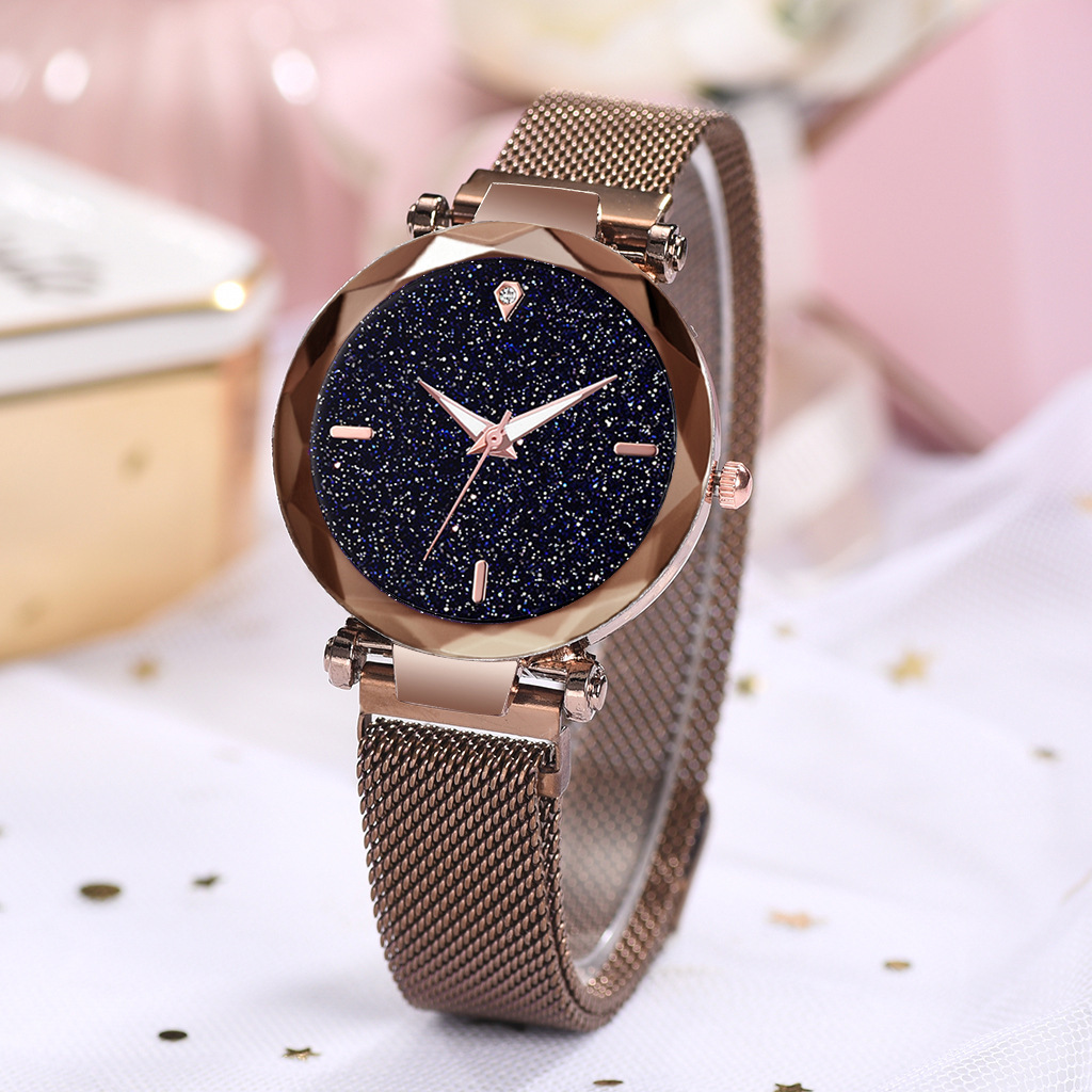 微商爆款简约星空面磁性女士手表外贸两件套装礼品星星手链女腕表