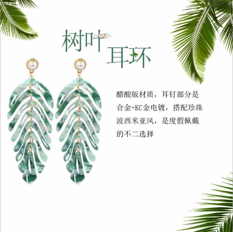 personalized design earrings trendy earrings leaf-shapepd stud earrings fresh simple fashion leaf earrings tassel style big earrings