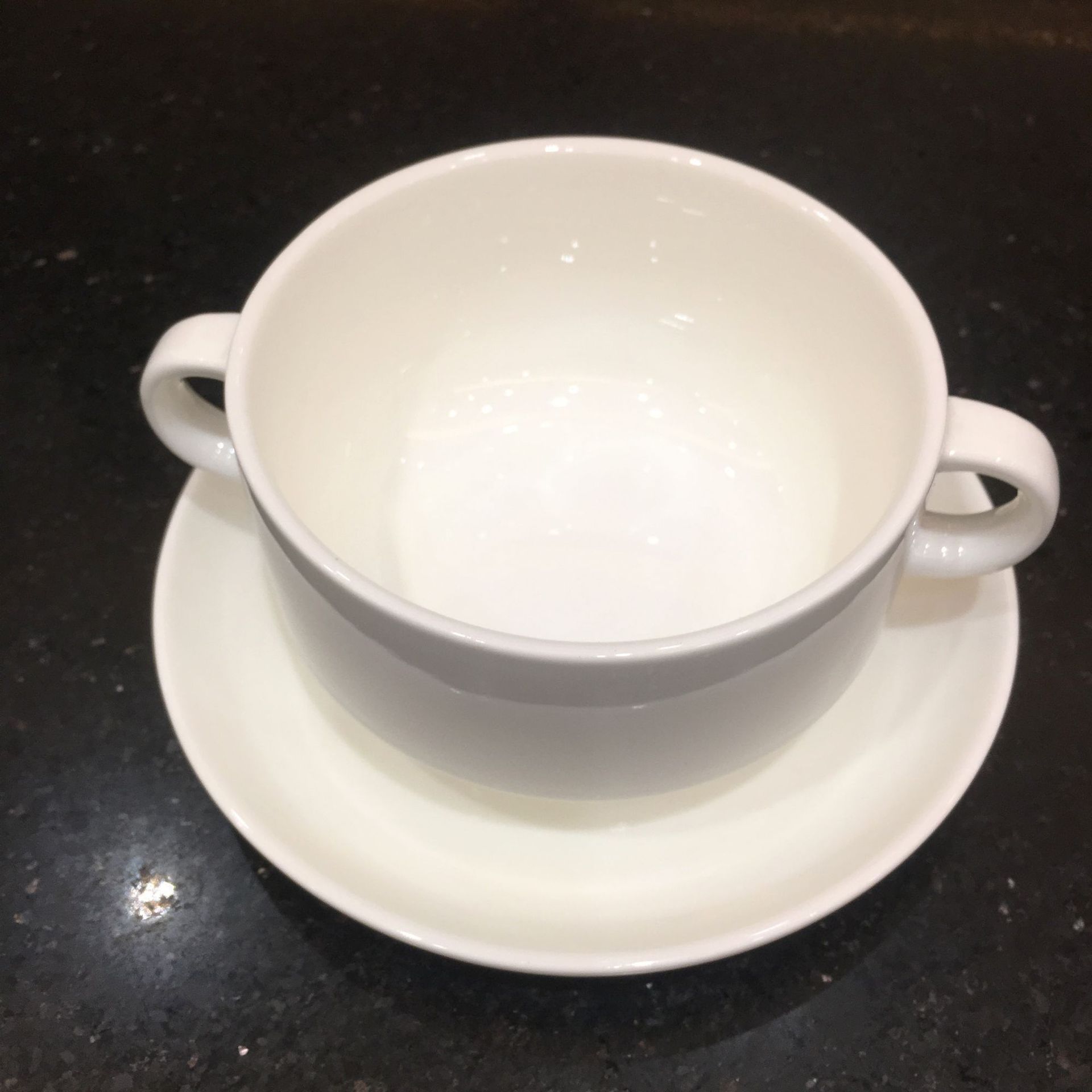 4寸三脚双耳汤盅290ml底碟防烫单人汤盅套装酒店酒楼炖汤碗汤盅