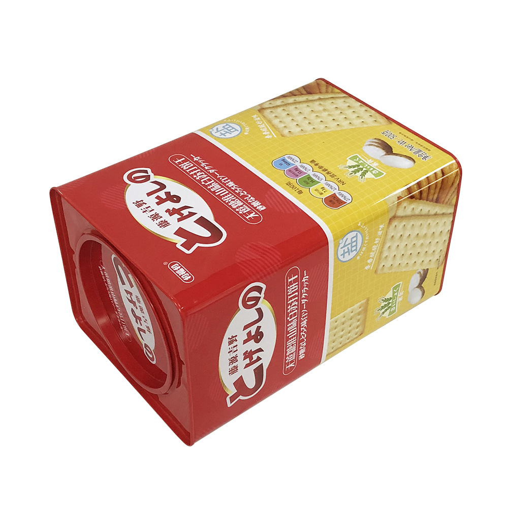 厂家定制长方形饼干桶铁罐食品包装罐密封铁箱子马口铁罐大号方柱