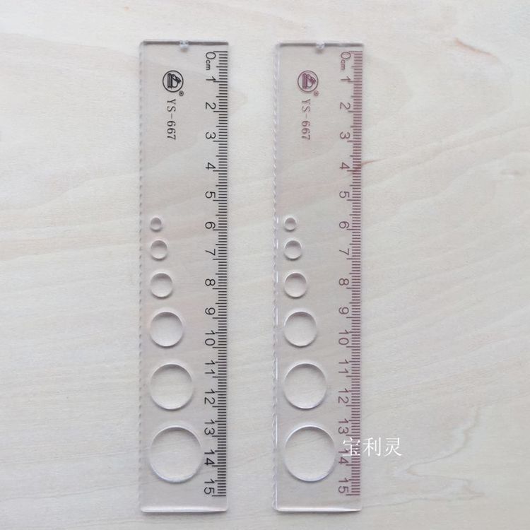 厂价直销雅思ys-667洞洞尺15厘米直尺学生透明塑料尺带波浪线短尺