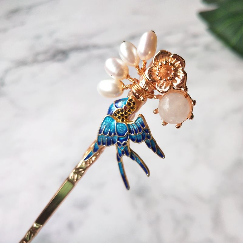 锦衣之下陆绎大人送袁今夏同款发簪燕子珍珠汉服女友礼物盘头发饰