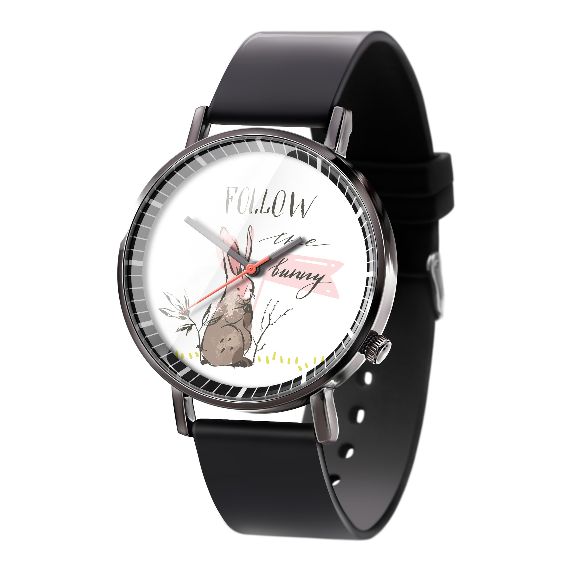 复活节兔子字母通用指针圆形针扣石英普通休闲潮流手表