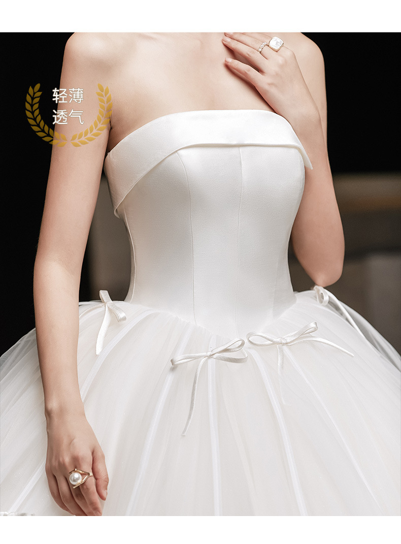 2020年春夏新款婚纱礼服 白色简约大码高腰抹胸婚纱 新娘婚纱