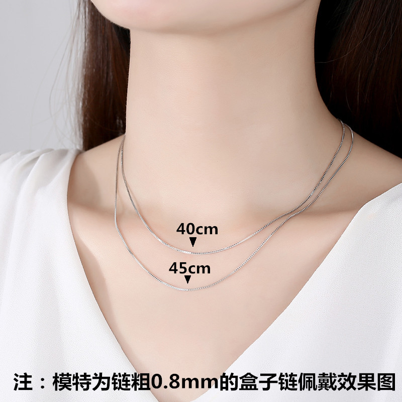 Box Chain S925 Sterling Silver Necklace Female Ingot Melon Seeds Water Wave Starry Snowflake Chain Cross Pure Necklace Factory Wholesale