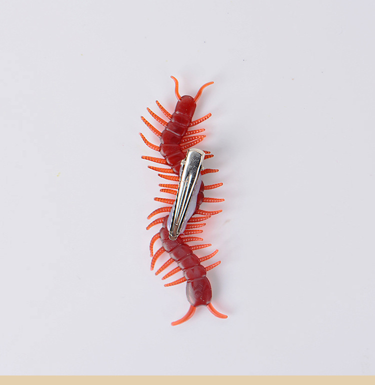 跨境新款万圣节恶搞吓人假蜈蚣发夹 新奇特整蛊道具蜈蚣发卡头饰