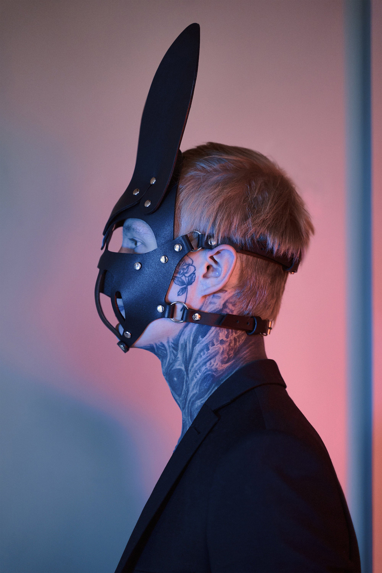 黑色诱惑兔子长耳朵眼罩sm面具情趣面罩男用器具男奴女奴遮脸面具