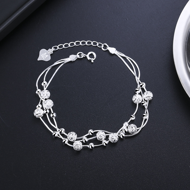 夏季潮三生三世手链女s990银韩版闺蜜小众多层蛇骨链手串珠批发