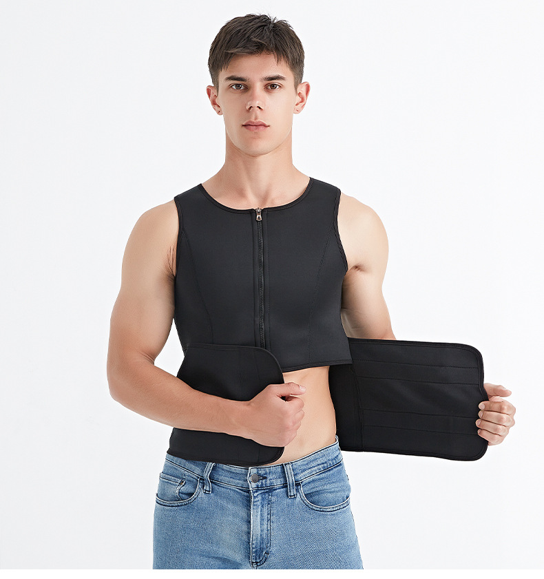 厂家直供男士封腰氯丁橡胶调节收腹塑身衣束腰收腹带背心