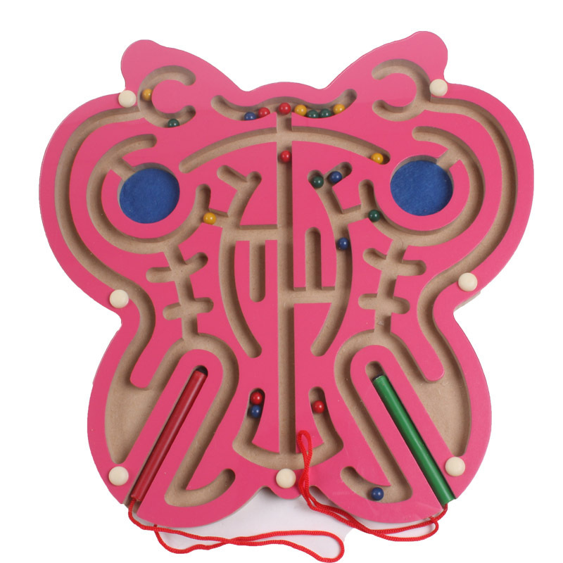 厂家直销木制迷宫蝴蝶型环形多款磁性迷宫 木制早教启蒙玩具dr-56